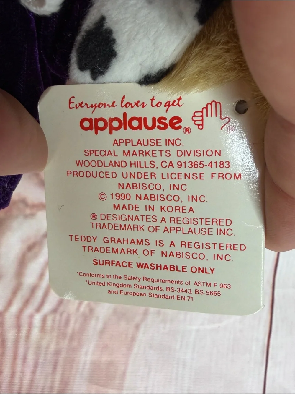 Vintage 1990 Teddy Grahams Applause Nabisco Plush Bear Sunglasses 10” Tagged